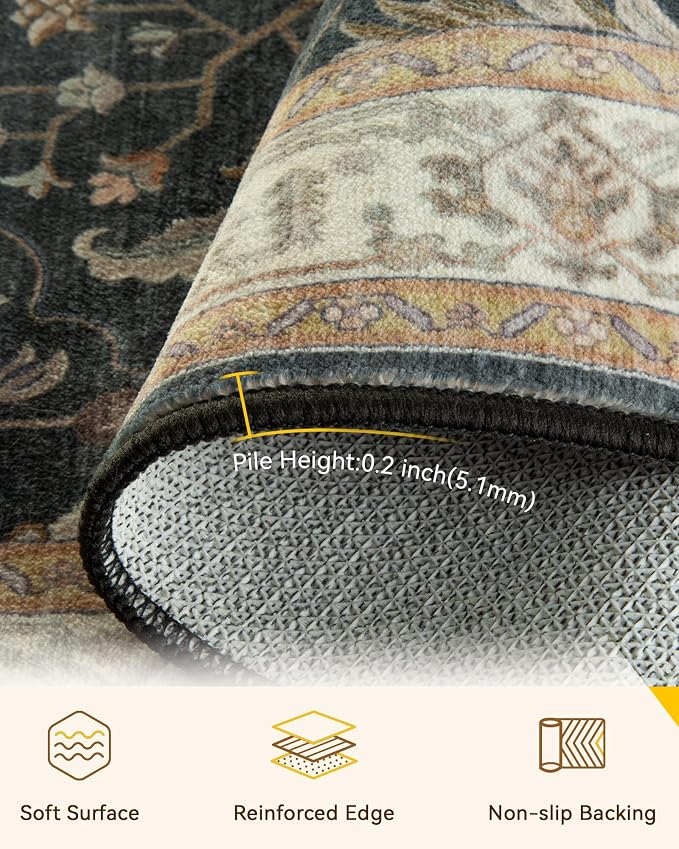 RELEANY Washable Area Rug, Runner 2'x8', Water Repellent, Pet Friendly - Image 3