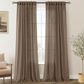 Chocolate Brown Linen Curtain 84 inch Length 2 Panels Set Back Tab Light by Jolilight