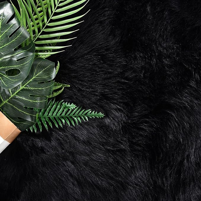 Latepis Black Fluffy Small Fur 3x4 Area Rug - Image 5