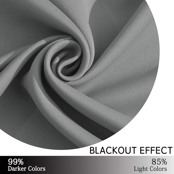 Yakamok Room Darkening Gray Blackout Curtains Thermal Insulated Grommet Curtain - Image 6