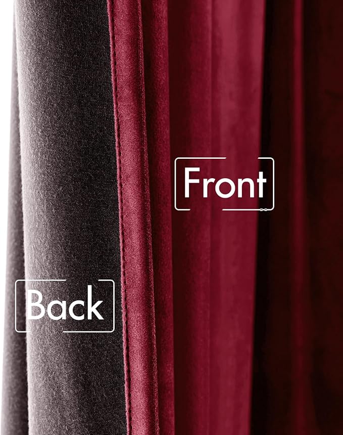 MIULEE Velvet Curtains 52x96 inches 2 Panels Burgundy Red Blackout Curtains | - Image 6