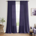 Purple Linen Blend Light Filtering Back Tab Curtains 102 Inches Long, Semi by Nanspring