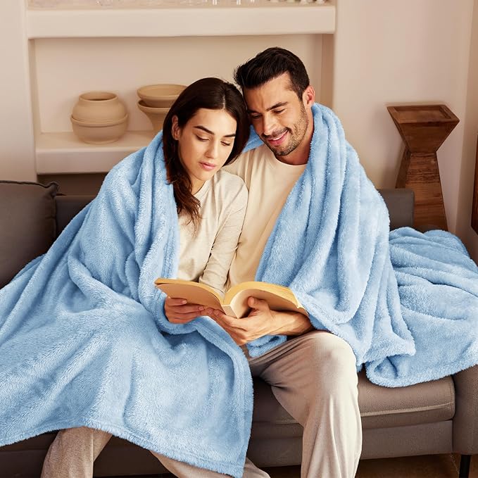 Exclusivo Mezcla Plush Fuzzy Fleece Bed Blanket Queen Size, Super Soft - Image 2