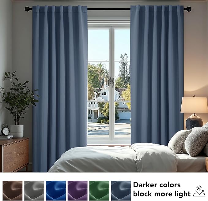 Deconovo Blackout Curtains, Thermal Insulated, W42 x L84 2 Panels, Back Tab - Image 4