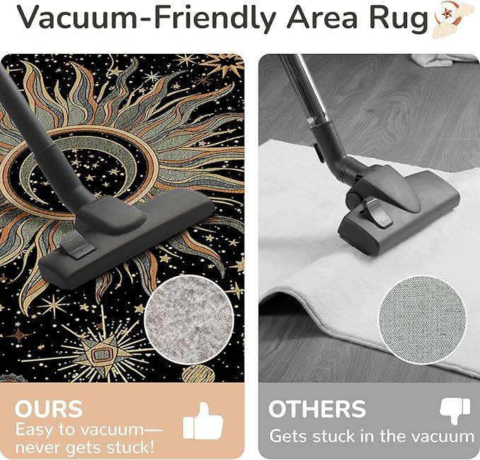 Vacuum-Friendly, Round 8ft Washable Area Rug - Image 3