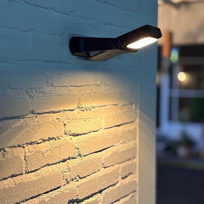 200LM Solar Wall Lights Outdoor 6 Colors, 2200mAh Long Lasting Solar Powered Deck Lights, 360° Adjustable Porch Light IP65 Waterproof, Glass Panel Fence Light for Gutter, Step, 2 Pack