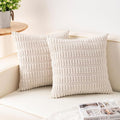 Pack of 2 Corduroy Decorative Throw Pillow Covers 18x18 Inch, Cream White | by Unknown