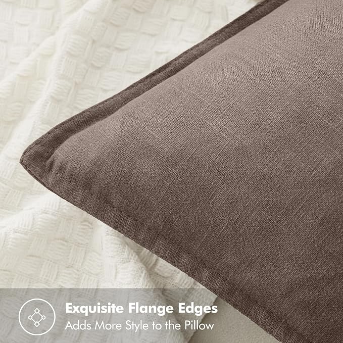 MIULEE Decorative Linen Pillow Covers 20x20 Inch Malt Ball | Boho Farmhouse​ - Image 2