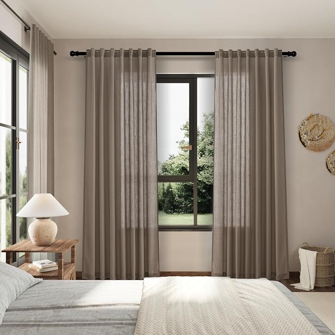 Nanspring Dark Taupe Linen Curtains - Image 7