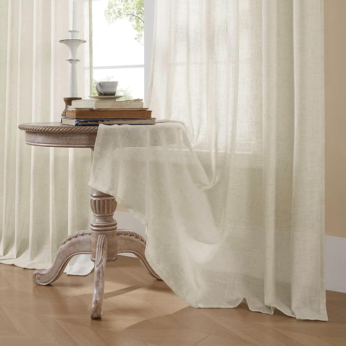 Joydeco Linen Curtains 90 Inch Length 2 Panel Sets, Light Filtering Curtains - Image 5