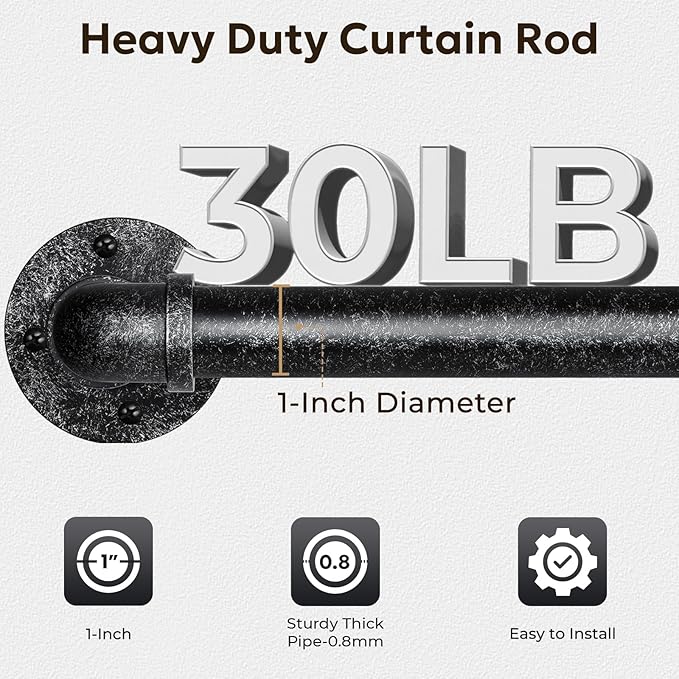 Zeerobee Curtain Rods for Windows 48 to 84, 1 Inch Industrial Wrap Around - Image 4