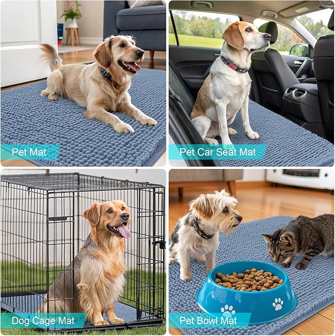 OLANLY Dog Door Mat for Muddy Paws 70x32, Super Absorbent Chenille Mud Mat | - Image 7