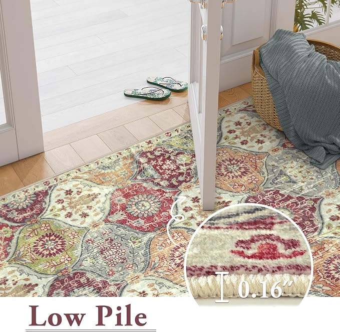 Lahome Moroccan Trellis Washable Orange Rug, 2x3 Entryway Rugs - Image 5