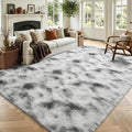 Noahas 5x7 Tie-Dyed Grey and White Fluffy Area Rug Non-Slip by ModernHomeDecor