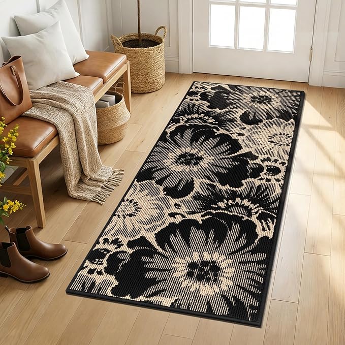 Findosom Hallway Runner Rug 2x6, Non Slip High-Low Textured Floral Washable - Image 6