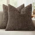 MIULEE Chenille Textured Fall Throw Pillow Covers Brown 18x18 Set of 2 | Slubby by MIULEE