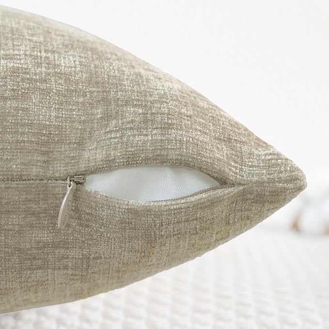 CaliTime Decorative Couch Throw Pillow Covers 26 X 26 Inches Light Taupe | Pack - Image 3