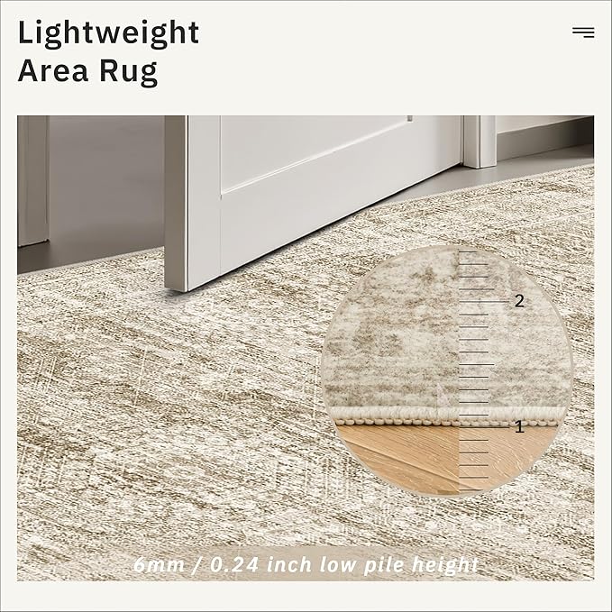 Soalmost 3x5 Rugs Non-Slip, Small Washable Kitchen Entryway Area Rug Brown | - Image 7