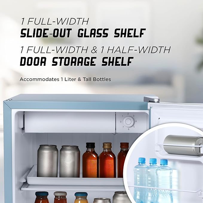 IBCR17SLT Compact, Energy Star Certified Small, Single Door Mini Fridge with Freezer Refrigerator, Standard (1.7 cu ft), Slate Blue