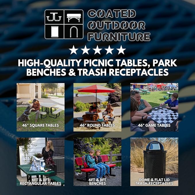 Heavy-Duty Portable Outdoor Kids Table with Umbrella Hole, Expanded Metal Kids Picnic Table, Commercial-Grade, Made in America (46 in, Round, Childrens, Textured Copper)