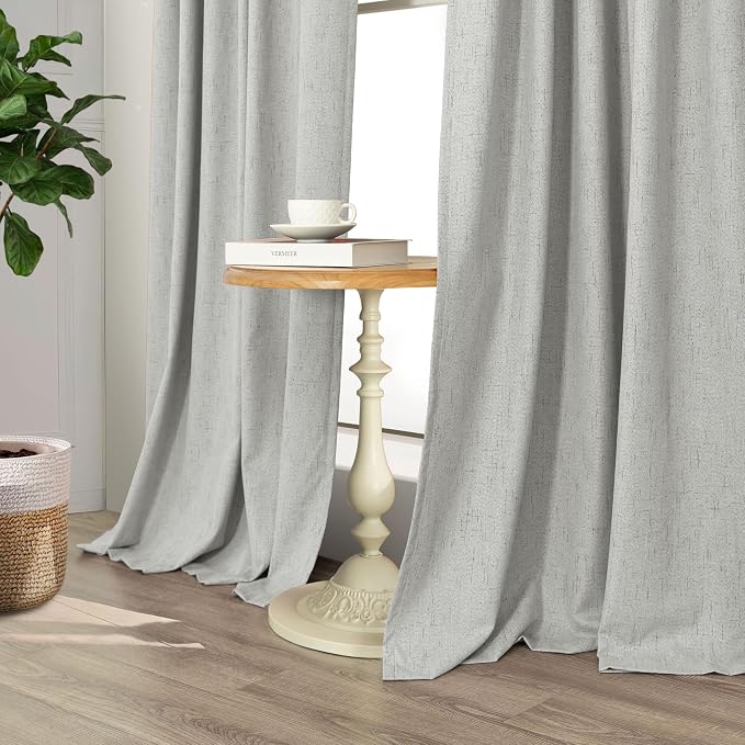 Pitalk 54 Inch Curtains 2 Panel Set 100% Blackout Linen Textured Room Darkening - Image 9