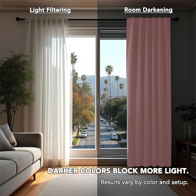 Deconovo Blackout Curtains, Thermal Insulated, W42 x L95 2 Panels, Back Tab - Image 3