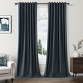 Guken Vintage Blue 100% Blackout Linen Curtains 84 Inch Length 2 Panels Set by Guken