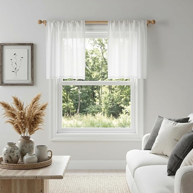 MYSKY HOME White Curtains 24 Inch Long - Image 4