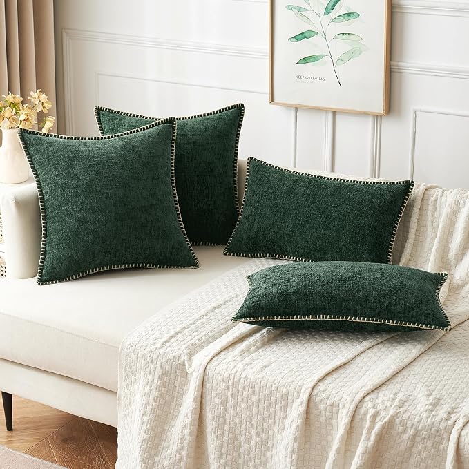 MIULEE Pack of 2 Christmas Pillow Covers 18x18 Inch Dark Green Farmhouse - Image 8