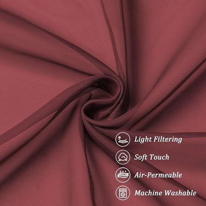 Chyhomenyc Short Sheer Curtains 45 Inches Length 2 Pieces, Light Filtering Soft - Image 7