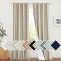 NICETOWN Taupe 100% Blackout Linen Curtains 90 inch Long Burg, Farmhouse Thick by NICETOWN