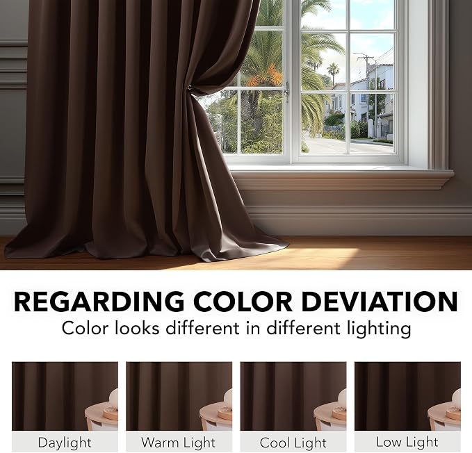 Deconovo Blackout Curtains, Thermal Insulated, W52 x L108 2 Panels, Back Tab - Image 6