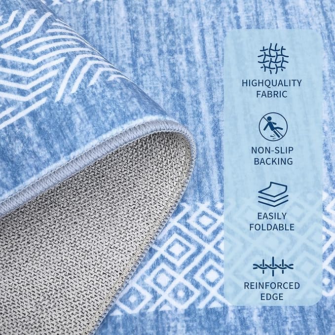 GarveeHome Modern Geometric Area Rug 5x7 Distressed Bordered Washable Non Slip - Image 5