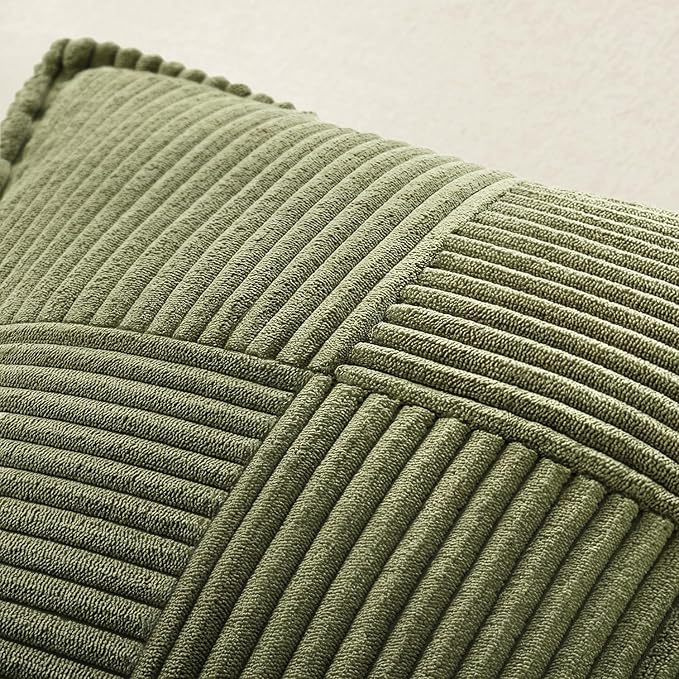 MIULEE Olive Green Corduroy Decorative Euro Sham Pillow Covers 24x24 Inch - Image 5