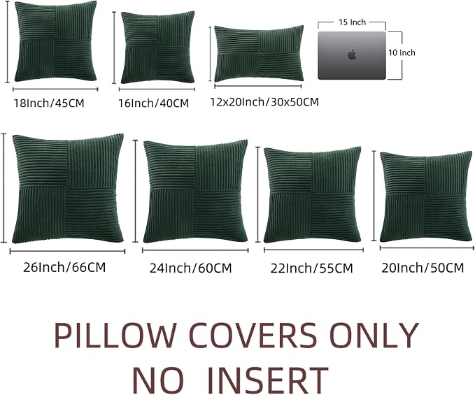 Fancy Homi Set of 2 Dark Green Decorative Throw Pillow Covers 22x22 Inch - Image 7