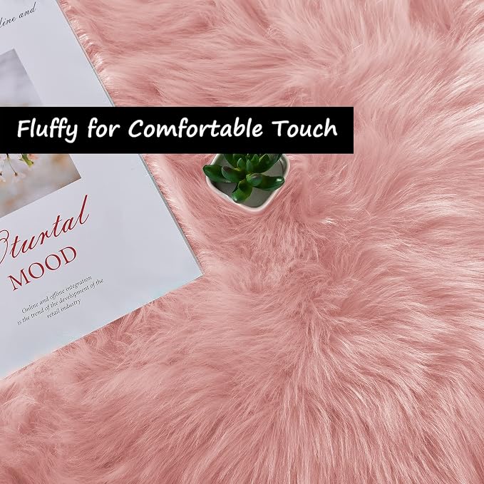Goolela Pink Fluffy Fuzzy Rug for Girls Bedroom 3x5 Faux Fur Rug Furry Shag - Image 6
