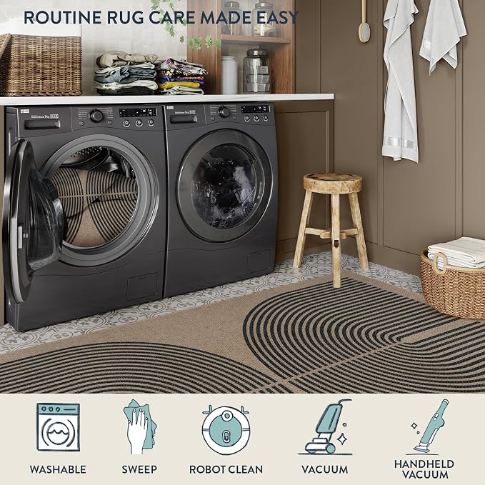 Lahome Modern Rainbow Easy Jute Rug, Washable Rugs 5x7 - Image 5