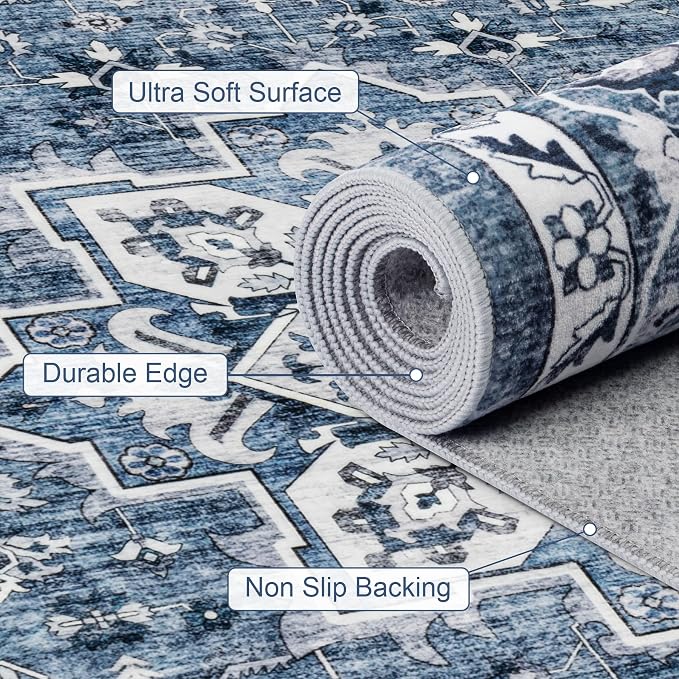 6x9 Area Rugs Living Room: Washable Vintage Rug - Image 7