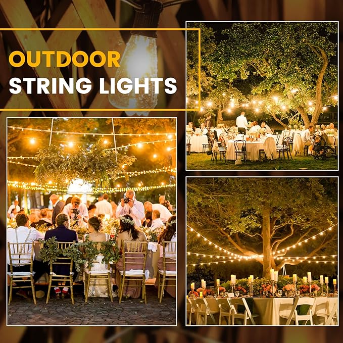 Outdoor String Lights, 150FT LED Patio Lights with 72+3 ST38 Vintage Edison Shatterproof Bulbs, Waterproof Connectable Dimmable Outside Hanging Lights for Backyard Bistro Porch Gazebo(75FTx2)