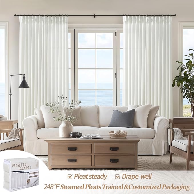 White Linen Curtains 92 Inches Long - Image 5