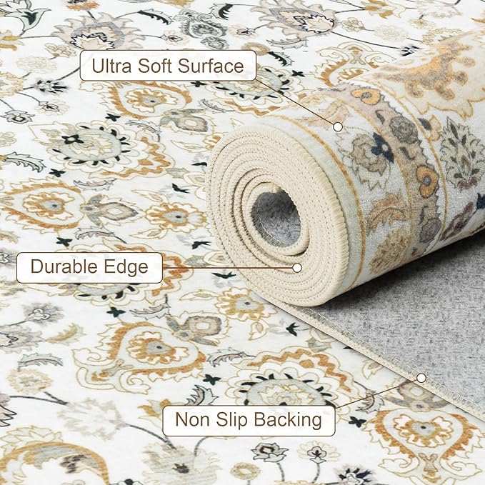 9x12 Area Rugs Living Room: Washable Vintage Rug - Image 7