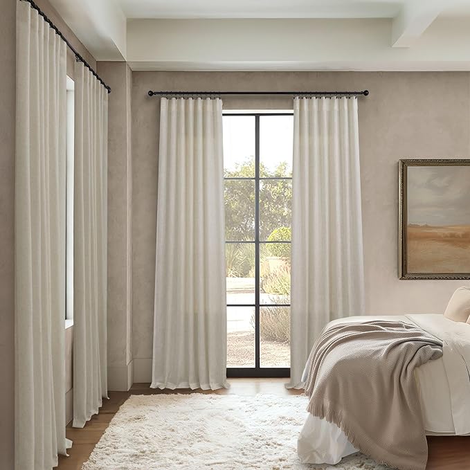 Pitalk Beige Linen Curtains 95 Inches Long 2 Panels - Image 6