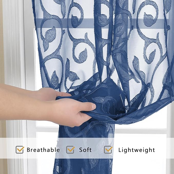 OWENIE Furman Sheer Curtains 72 inches Long 2 Panels Set, Light Filtering Top - Image 5