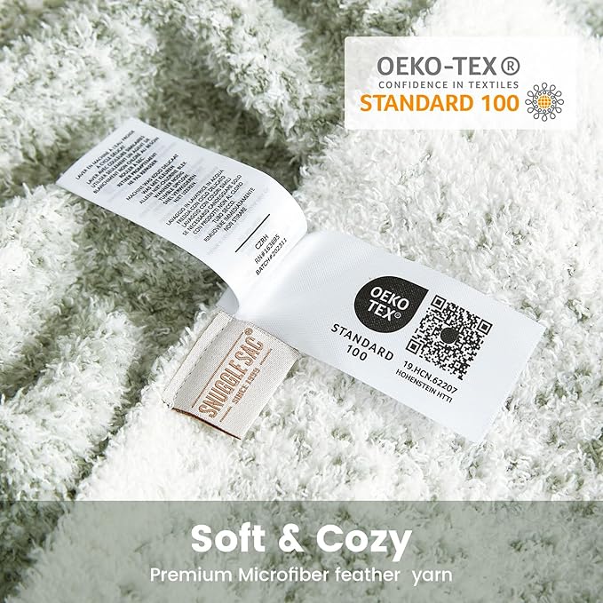 Snuggle Sac Sage Green Bedding Blanket Twin Size for Bed and Sofa, Reversible Super Soft Warm Cozy Knit Blankets Fuzzy Plush, Ombre Green, 60x80 inches