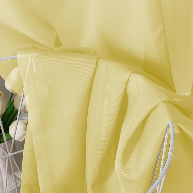 Aiyufeng Yellow Sheer Curtains 2 Panel Sets 90 Inches Long - Image 7