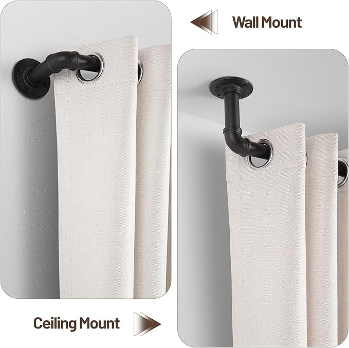 Zeerobee Curtain Rods for Windows 32 to 48, 1 Inch Industrial Wrap Around Black - Image 5