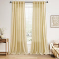 Nanspring Cream Yellow Linen Curtains 90 Inches Long by Nanspring