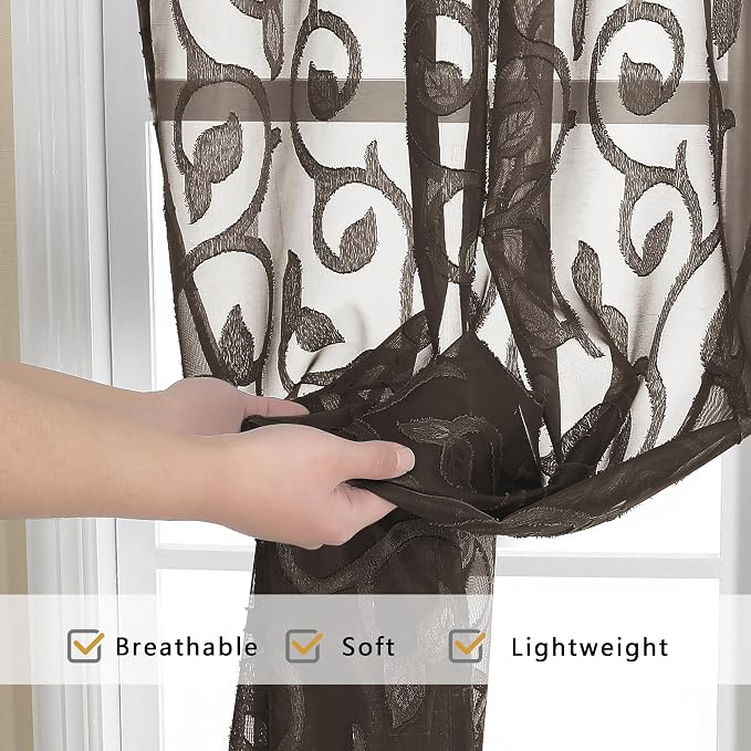 Furman Cafe Curtains 30 Inch Length 2 Panels Set, Elegant Geometric Jacquard - Image 7