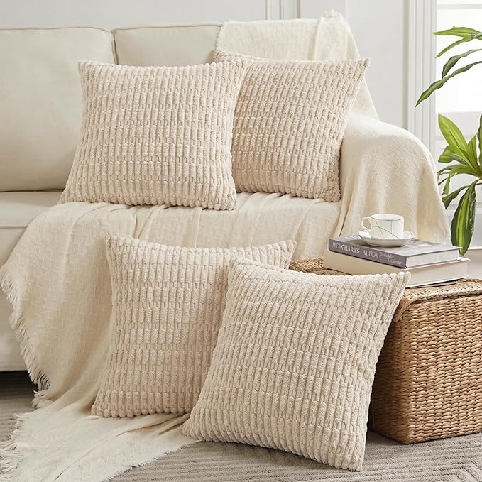 Fancy Homi 4 Packs Tan Decorative Throw Pillow Covers 26x26 Inch by Fancy+Homi