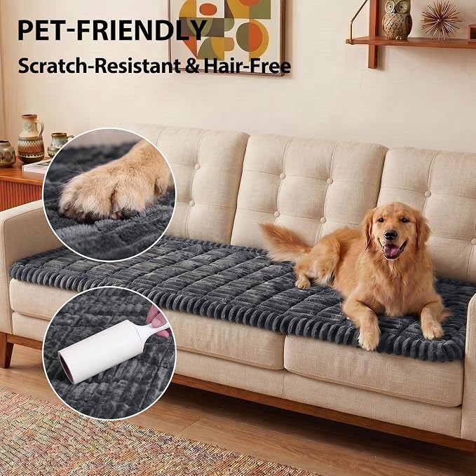Fixwal Waterproof Flannel Dog Couch Cover, 27.6" x 82.7", Dark Grey | - Image 6